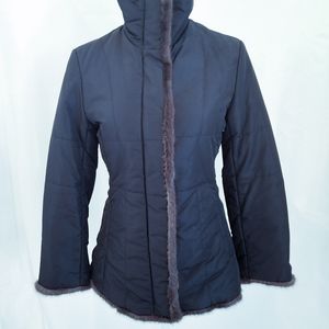 Andrew Marc NY Black Coat with Fur Trim